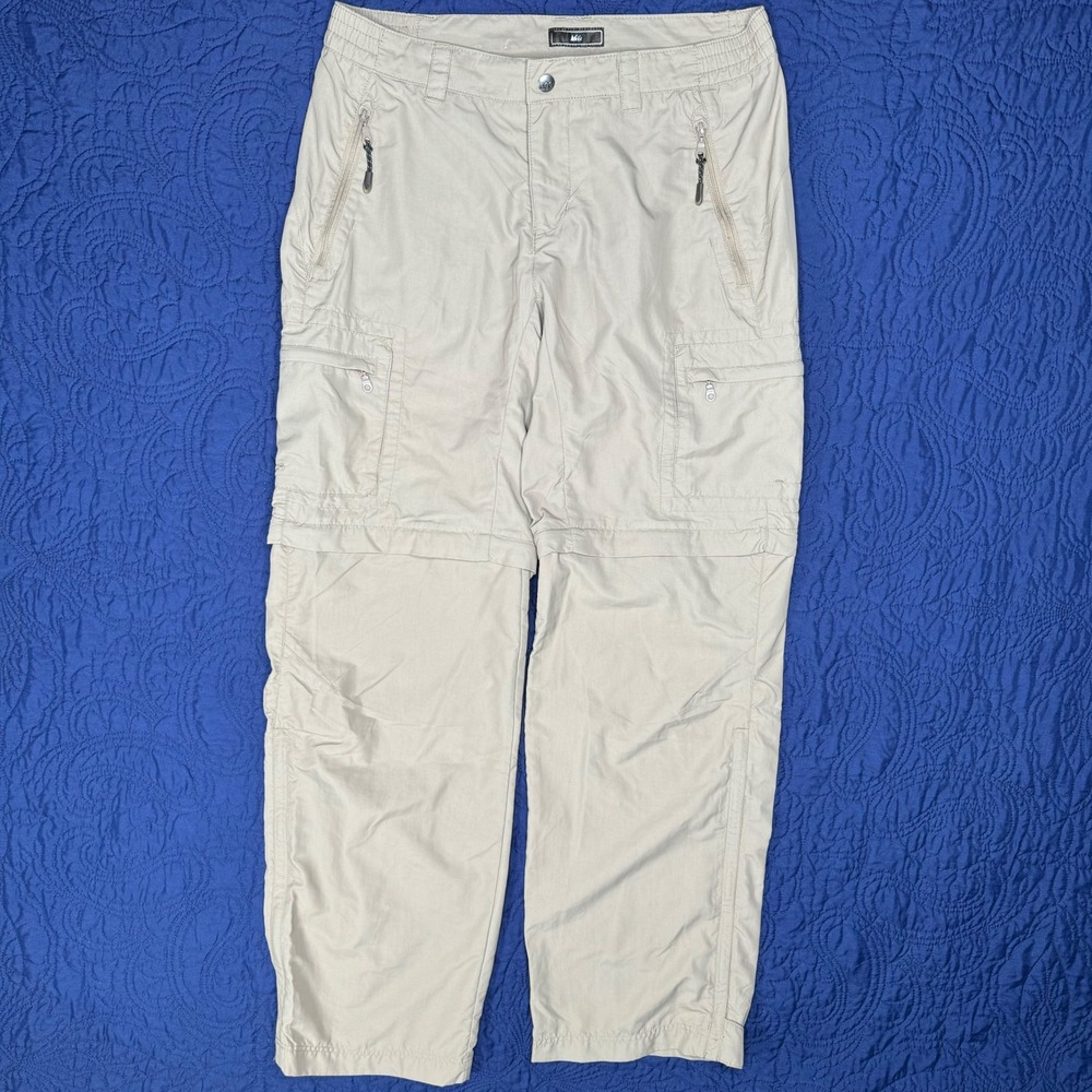 REI Womens Convertible Cargo Pants Hiking Outdoor Zip Off Beige Zip Pockets Read